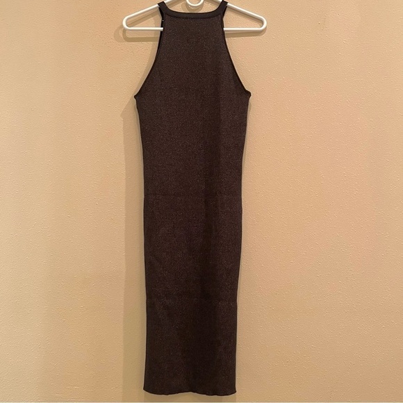 House of Harlow 1960 Revolve Ribbed Midi Dress BodyCon Knit Metallic Halter M - Picture 7 of 10